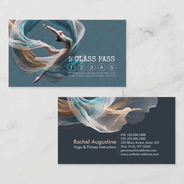 Chic Flygande Luft Yoga Instruktörsklass Pass Lojalitetskort (Fram/baksida)