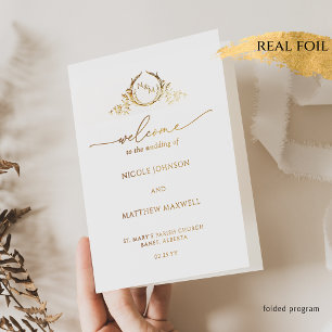 Chic, Foil Monogram Bröllop Foldat Program