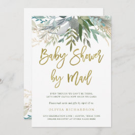 Chic Foliage| Babyvisningsprogram efter Post Guld- Inbjudningar