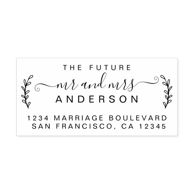 Chic Foliage Future, fru Bröllop Returadress Stämpel (Tryck)