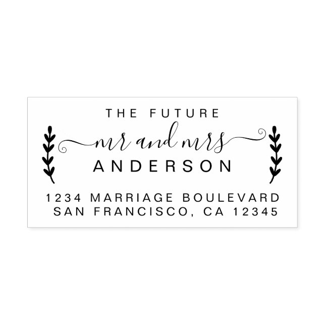 Chic Foliage Future, fru Bröllop Returadress Stämpel (Tryck)