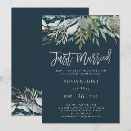 Chic Foliage | MÖRK BLÅTT NY GIFTA Inbjudningar