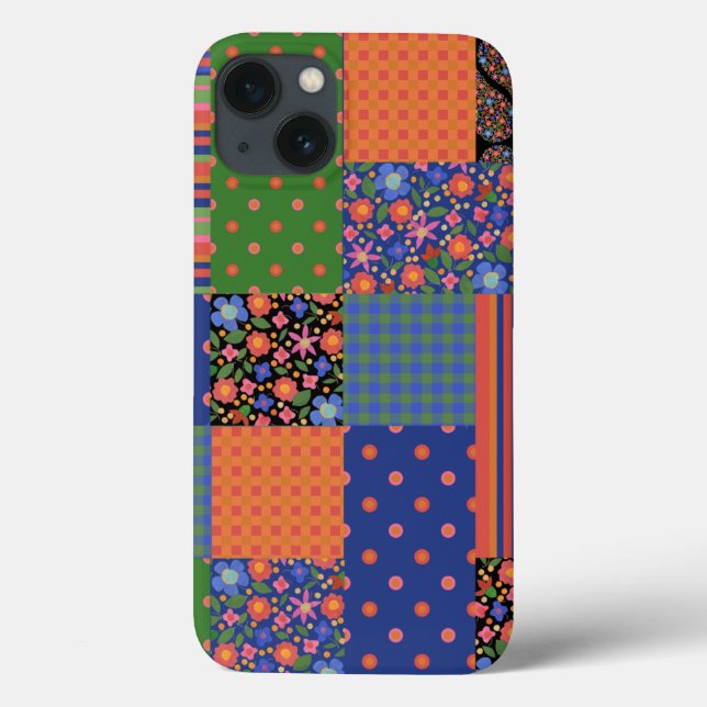 Chic Folk Art Stil Faux Patchwork i Pad Mini Case (Baksida)