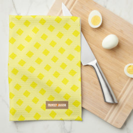 Chic för anpassade namn, monogram, mönster gult, kökshandduk