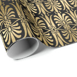 Chic för Art Deco Ornament Black Guld Elegant Form Presentpapper<br><div class="desc">FlorenceK klassisk chic wrap florenceK-design</div>