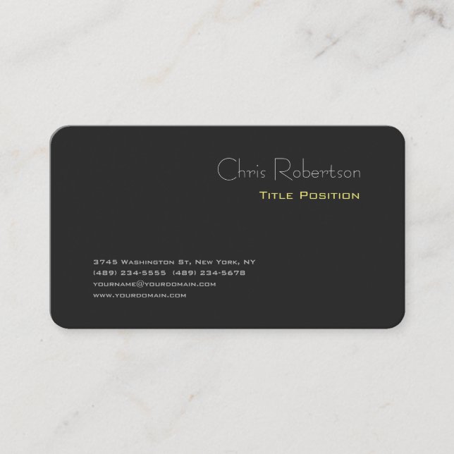 Chic för attraktiv Grått-Gult Vass Modern Visitkort (Framsida)