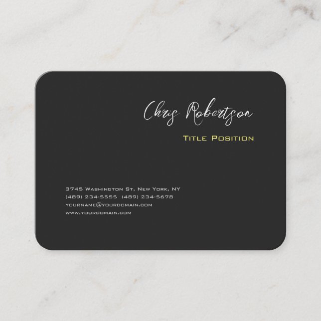 Chic för attraktiv Grått-Gult Vass Modern Visitkort (Framsida)