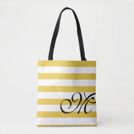 Chic för Beach Gult & White Rand Monogram Tygkasse
