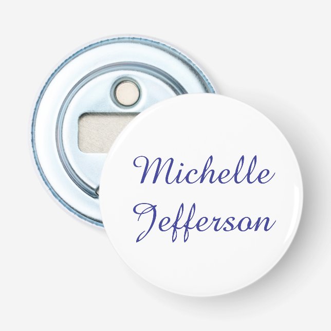 Chic för blå och vit kalligrafi - Elegant Modern Flasköppnare (Framsidan)