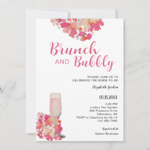 Chic för Blommigt av Brunch & Bubly Möhippa Rosa Inbjudningar