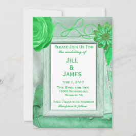 Chic för Blommigt av fantastisk Grönt Inbjudningar