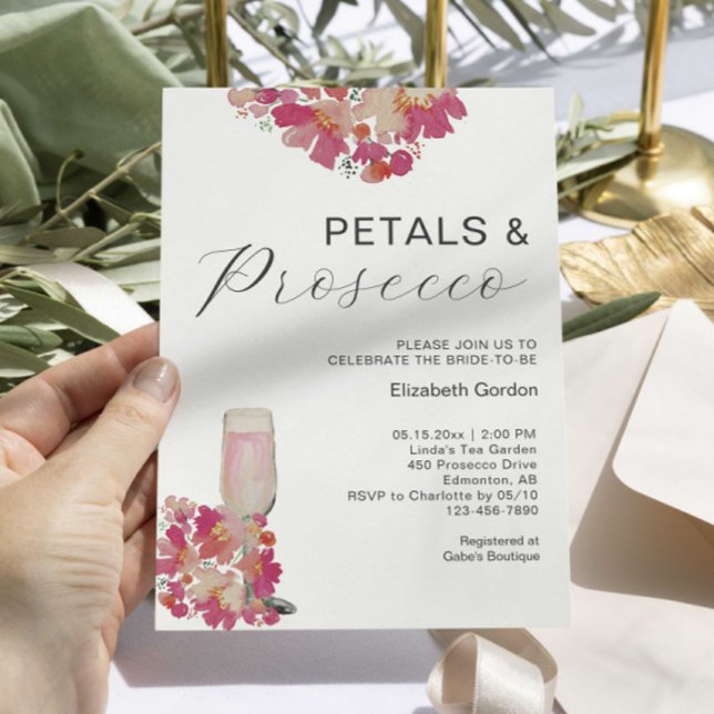 Chic för Blommigt av Petals- och Proseccos Möhippa Inbjudningar (Skapare uppladdad)
