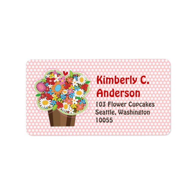Chic för Blommigt av Whimsique Sweet Cupcoa Vår bl Adressetikett (Framsidan)
