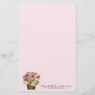 Chic för Blommigt av Whimsique Sweet Cupcoa Vår bl Brevpapper