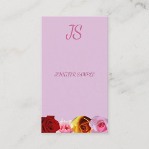 Chic för blommigt Modern Elegant Monogram Ro-mall Visitkort