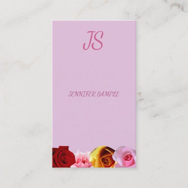 Chic för blommigt Modern Elegant Monogram Ro-mall Visitkort (Framsida)
