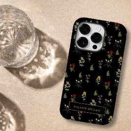 Chic för Blommönstret Black Vintage Wildblomma