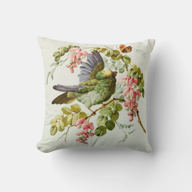 Chic för boho för fågel för grönt för kudde (Framsida)