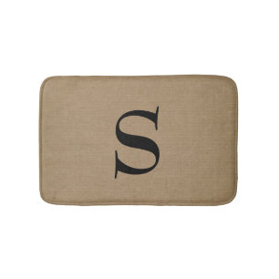 Chic för burlap för Monogramfauxlinnet sticker u Badrumsmatta