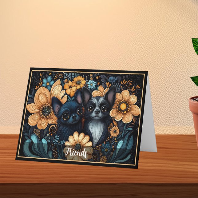 Chic för Chihuahua Friends Art nouveau Note Cards Tack Kort (Chihuahua Friends Art Nouveau Chic Note Cards)