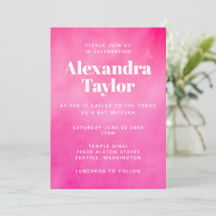 Chic för det moderna Trendiget Rosa vattenfärg Bat Inbjudningar