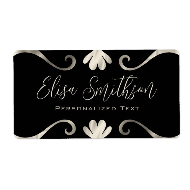 Chic för Elegant av klass Luxury Feminine Black &  Fraktsedel (Framsidan)