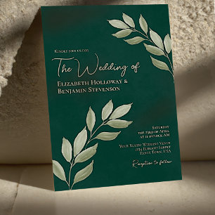 Chic för Elegant av Löv Emerald Grönt Bröllop Inbjudningar