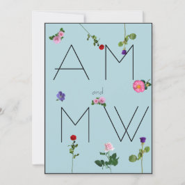 Chic för elegant - enkel Blommigt Blåbröllop - inb Inbjudningar