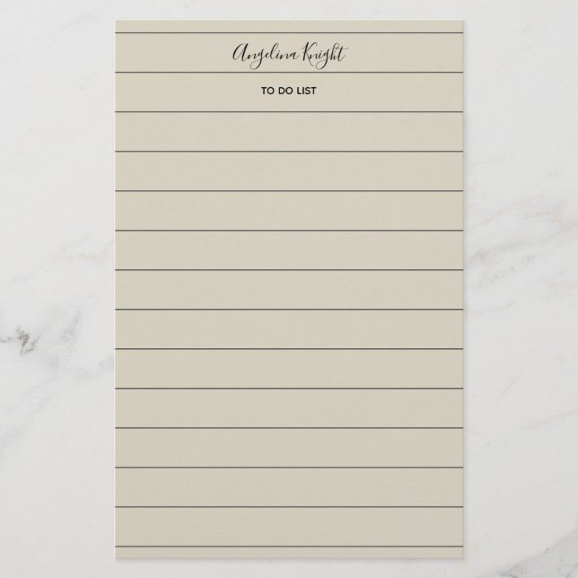 Chic för elegant Snyggt Todo List Handskrift Scrip Brevpapper (Framsida)