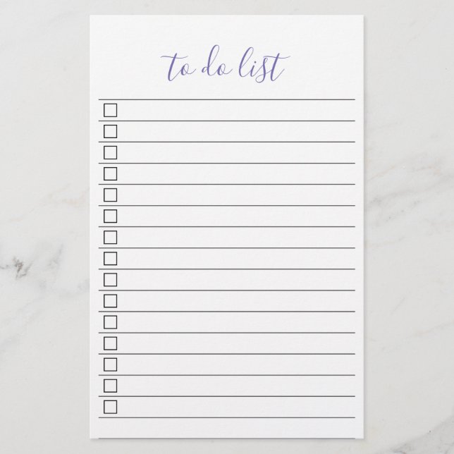 Chic för elegant Snyggt Todo List Handskrift Scrip Brevpapper (Framsida)