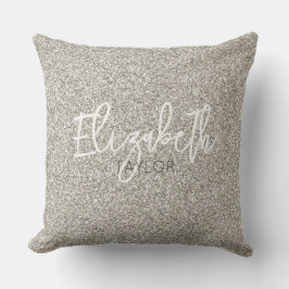 Chic för Eleganten NAMN i Hollywood Silver Glitter Kudde