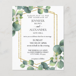 Chic för eukalyptus för inbjudan till budgetbröllo flygblad