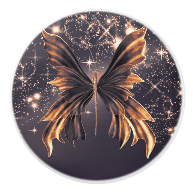 Chic för Fantasy Butterfly Guld Gnistra Elegant  Knopp (Framsidan)