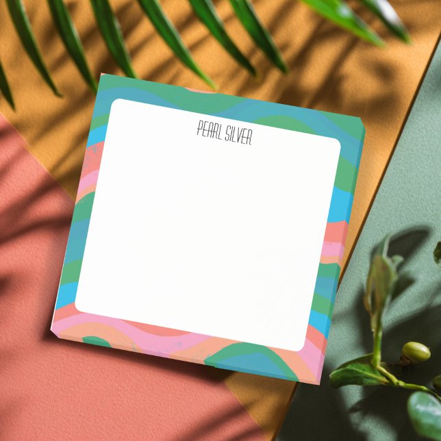 Chic för färgad Kurvor ANPASSNINGSBAR  Monogram Pe Post-it Block (Colorful Curves CUSTOM Chic Monogram Personalized Post-it Notes
)