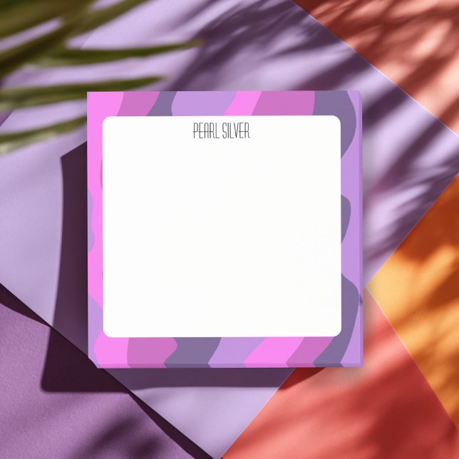 Chic för färgad Kurvor ANPASSNINGSBAR  Monogram Pe Post-it Block (Purple Colorful Curves CUSTOM Chic Monogram Personalized Post-it Notes
)