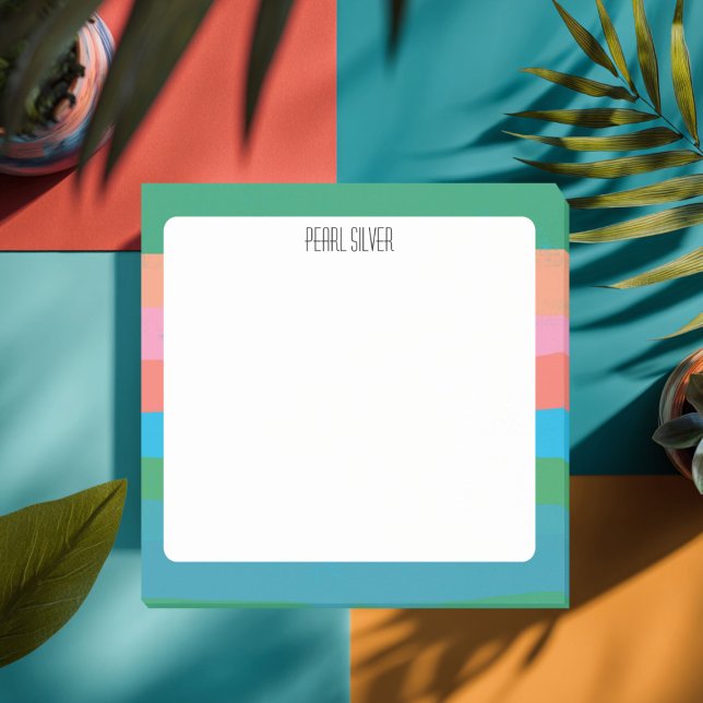 Chic för färgad Rand ANPASSNINGSBAR  Monogram Pers Post-it Block (Colorful Stripes CUSTOM Chic Monogram Personalized Post-it Notes
)