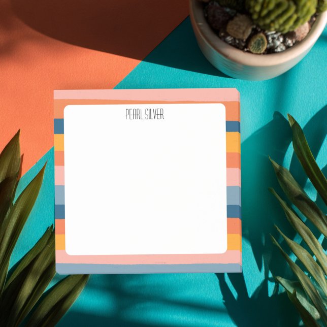 Chic för färgad Rand ANPASSNINGSBAR  Monogram Pers Post-it Block (Colorful Stripes CUSTOM Chic Monogram Personalized Post-it Notes
)