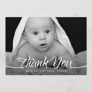 Chic för foto för babytack räcker beställnings- tack kort
