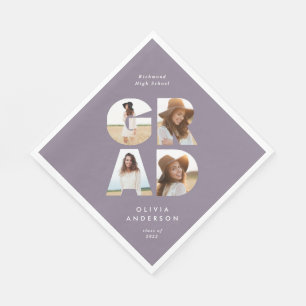 chic för fotomodern personlig lila i studenten 4 pappersservett