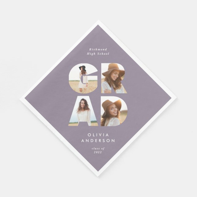 chic för fotomodern personlig lila i studenten 4 pappersservett (Hörn)