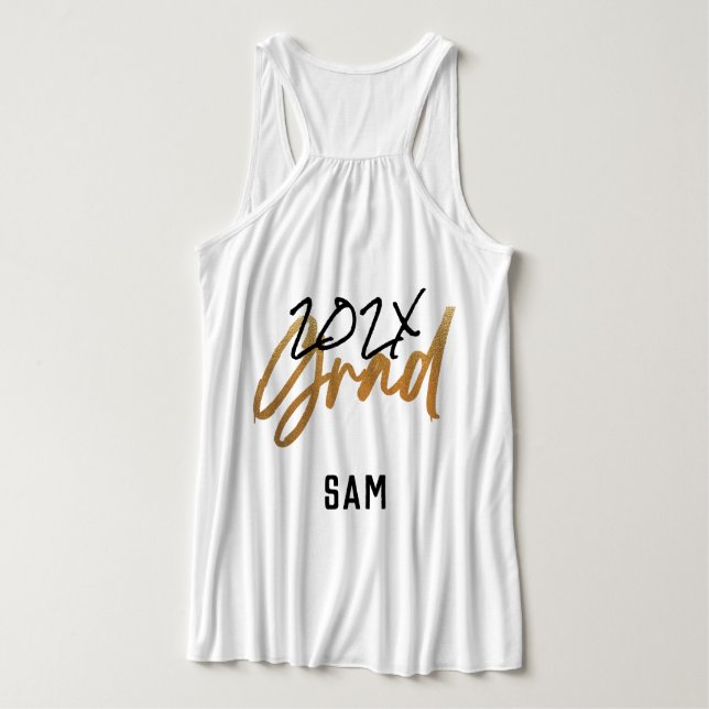 Chic för Gold Foil Grad Year Anpassningsbar Gult B Linne Med Racerback (Design baksida)