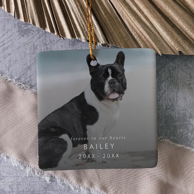 Chic för Hund i Hearts fotoöverlägg Julgransprydnad Keramik (Skapare uppladdad)