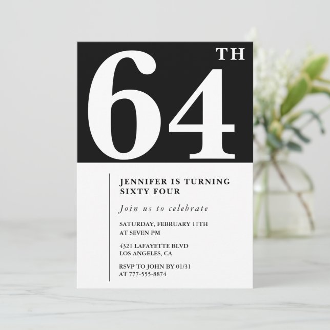 Chic för inbjudan till kvinnlig Elegant 64 födelse (Stående Fram)