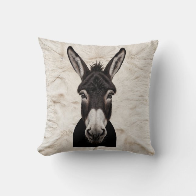 Chic för jordbrukssektorn: Black and White Donkey  Kudde (Framsida)