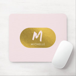 Chic för kvinnlig Guld Rosa Feminin Monogram Inled Musmatta