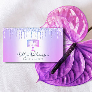 Chic för Lila Glitter Drives Cake Pastry Chef Visitkort