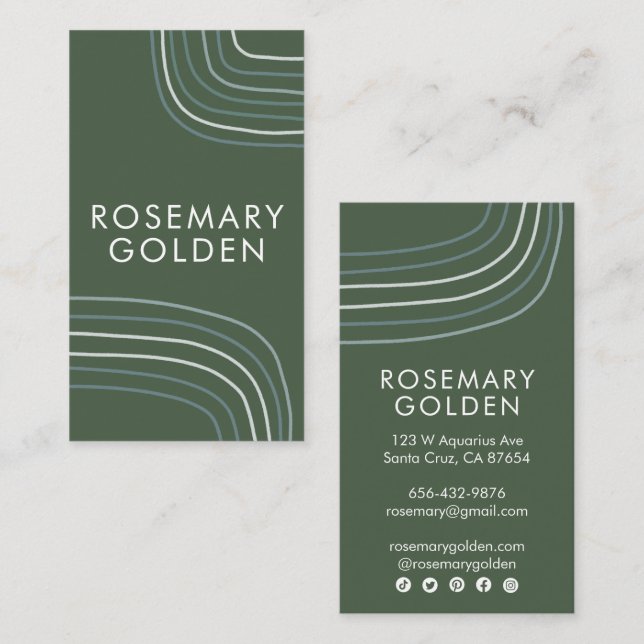 Chic för Linjer-minimalistisk enkel Elegant med mj Visitkort (Fram/baksida)