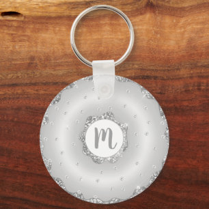 Chic för manusskript i Monogram doughnut silver gl Nyckelring