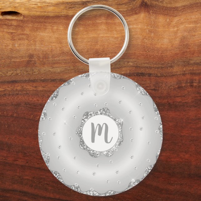 Chic för manusskript i Monogram doughnut silver gl Nyckelring (Framsida)