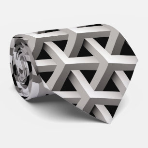 chic för optisk illusion, svart grått, geometrisk slips